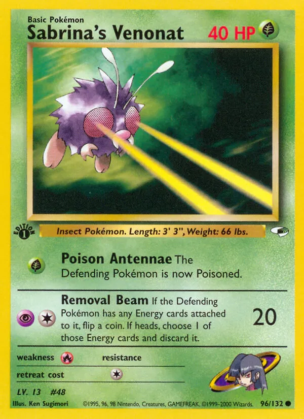 2000 Gym Heroes Sabrina's Venonat Common #096/132 Common card image