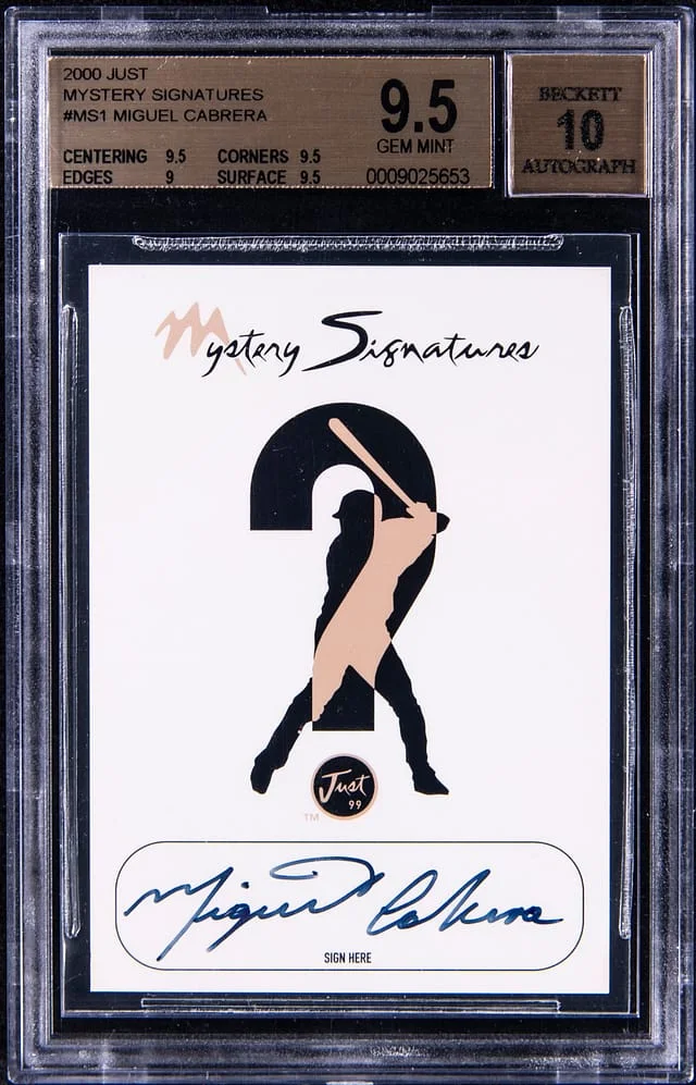 2000 Just Mystery Signatures Miguel Cabrera #MS-01 card image