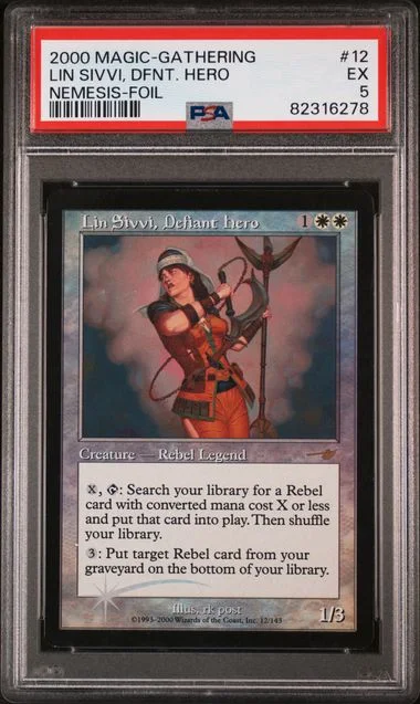 2000 Magic The Gathering Nemesis Foil Lin Sivvi, Defiant Hero #12 card image