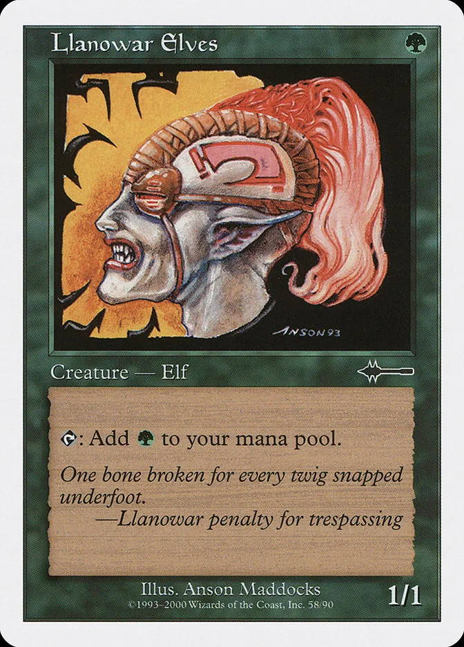 2000 Beatdown Box Set Llanowar Elves common #58 common card image