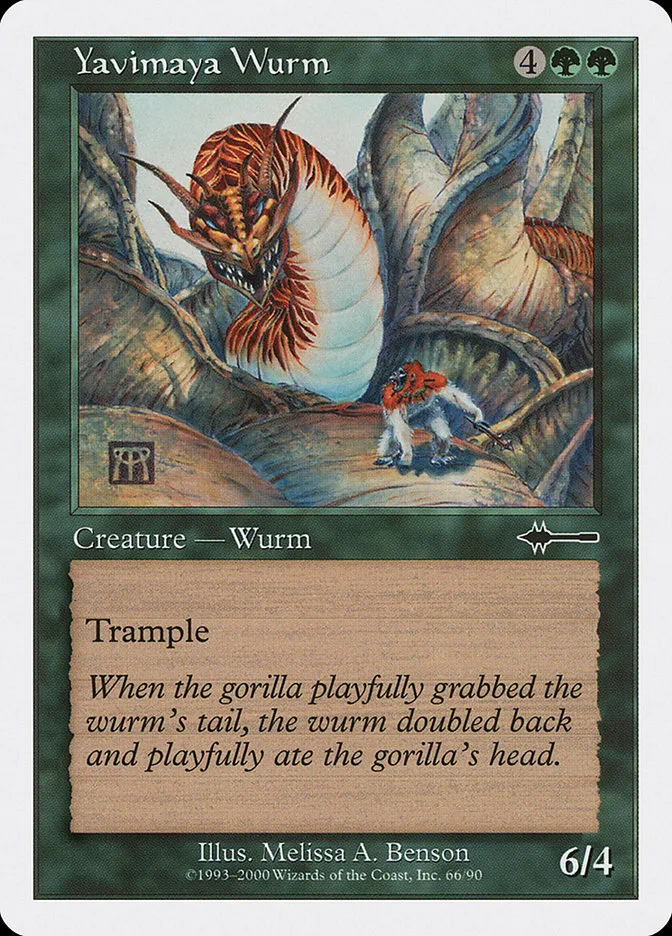 2000 Beatdown Box Set Yavimaya Wurm common #66 common card image