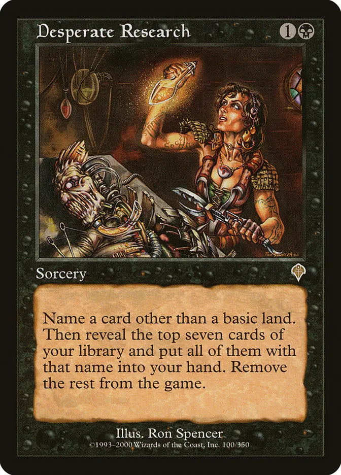 2000 Invasion Desperate Research rare #100 rare card image