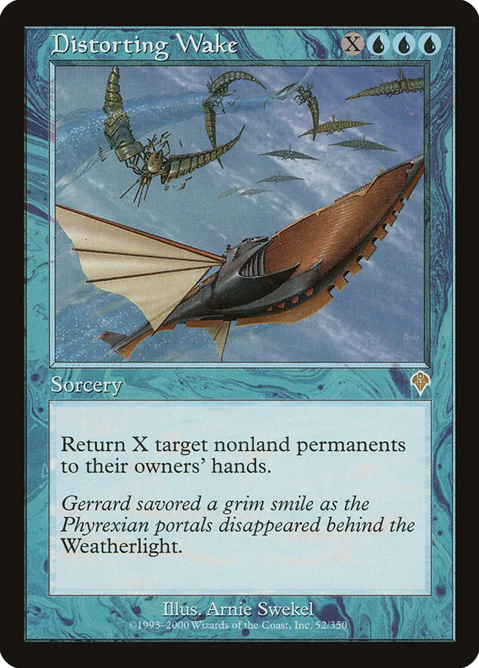 2000 Invasion Distorting Wake rare #52 rare card image