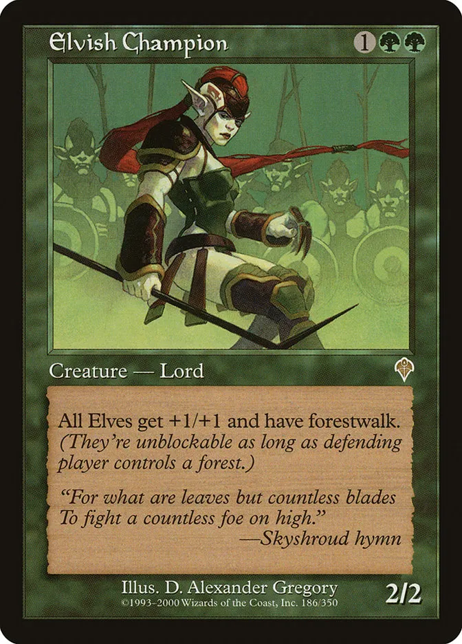 2000 Invasion Elvish Champion rare #186 rare card image