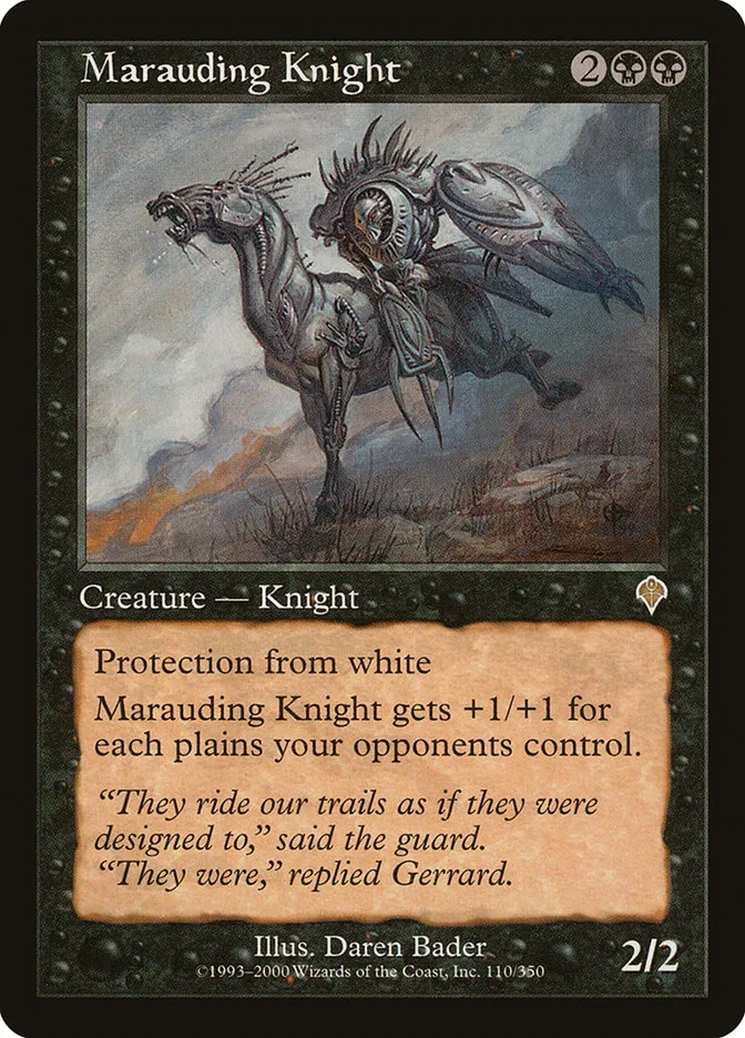 2000 Invasion Marauding Knight rare #110 rare card image