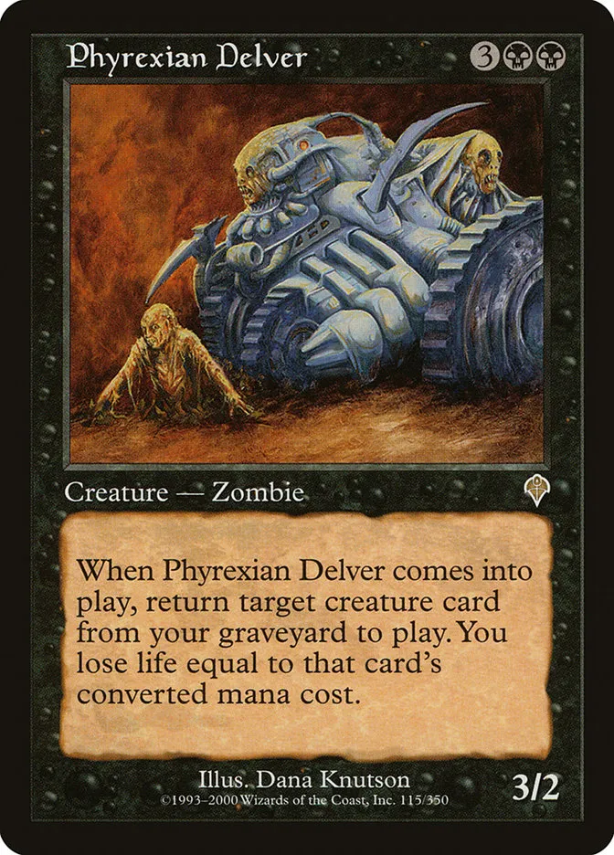 2000 Invasion Phyrexian Delver rare #115 rare card image