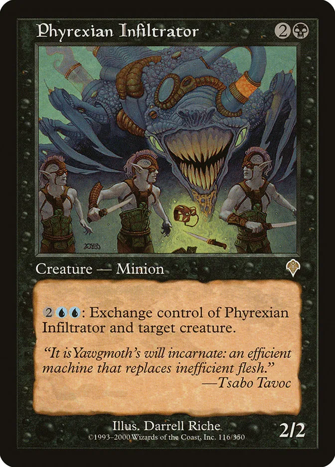 2000 Invasion Phyrexian Infiltrator rare #116 rare card image