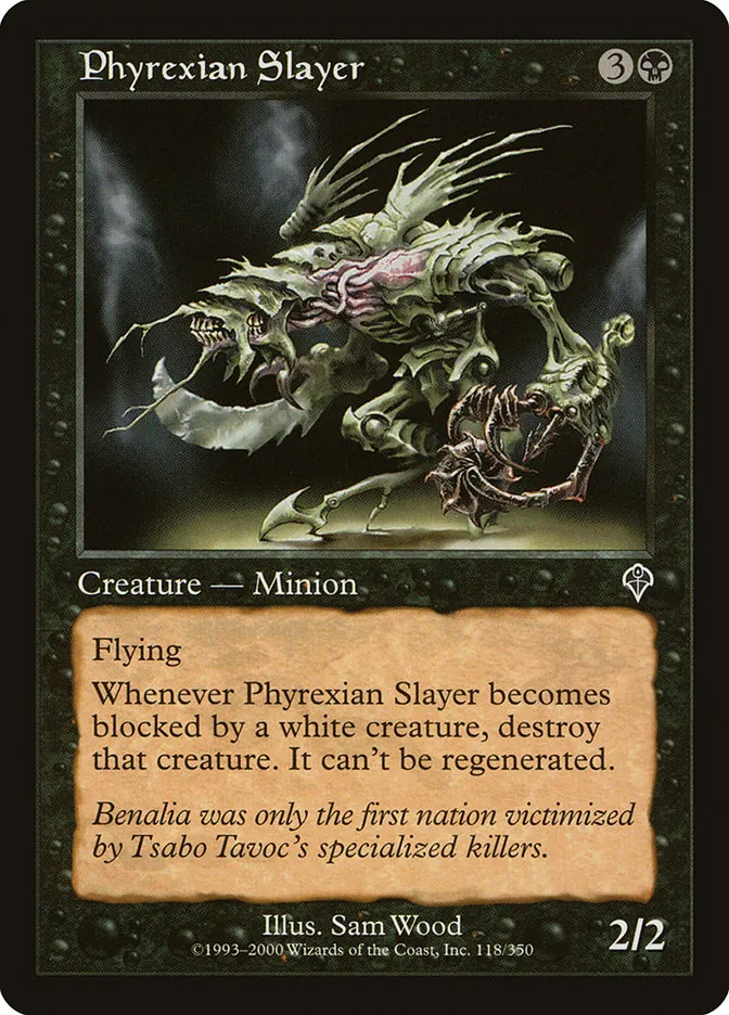 2000 Invasion Phyrexian Slayer common #118 common card image
