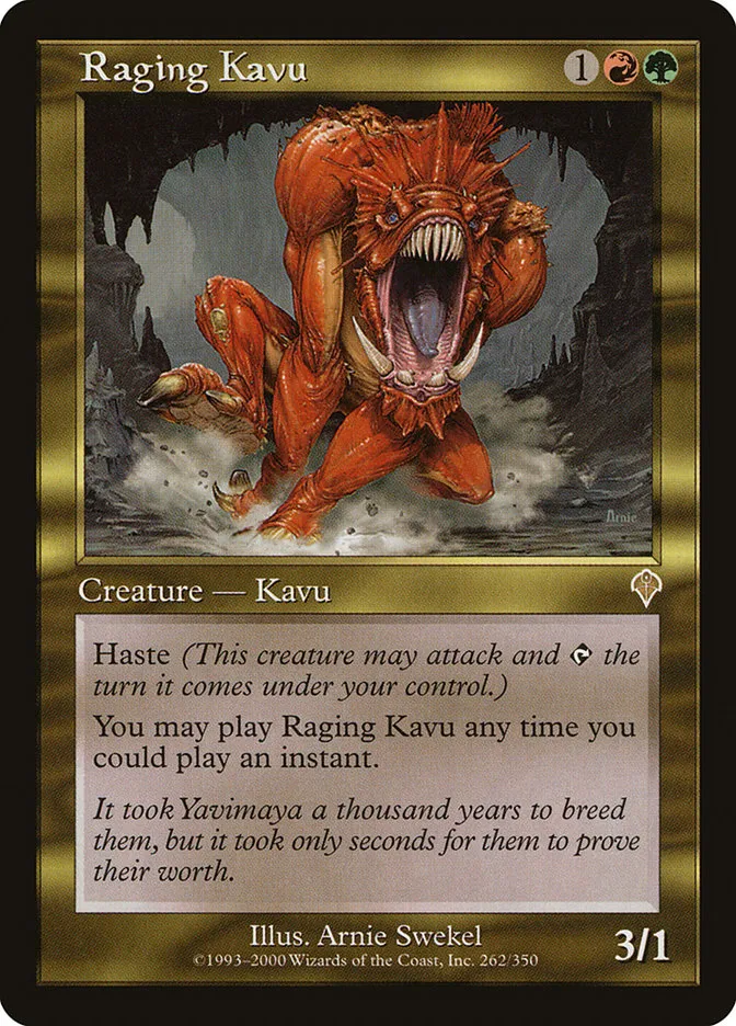 2000 Invasion Raging Kavu #262 rare card image
