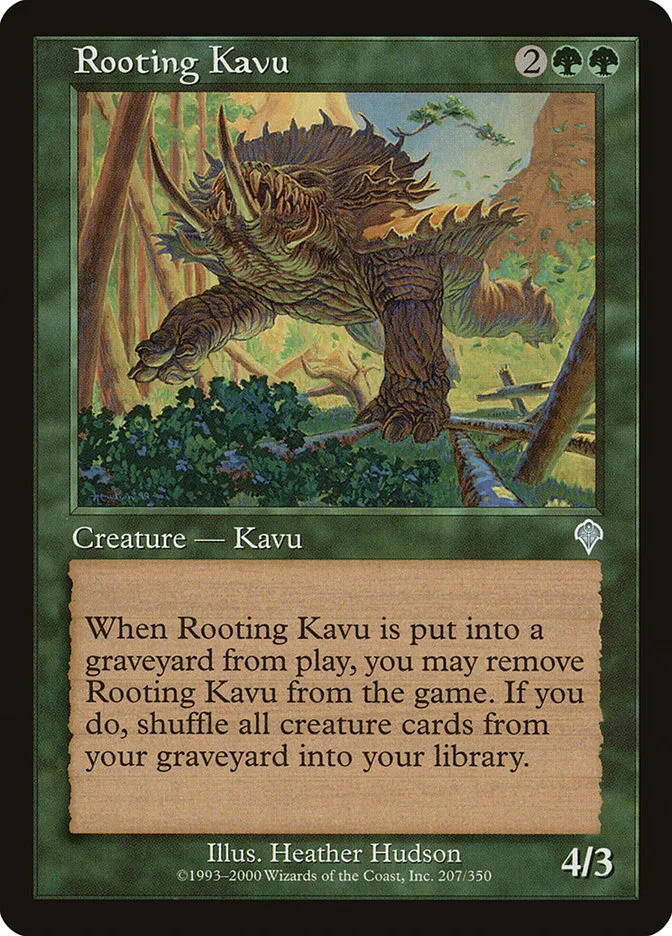 2000 Invasion Rooting Kavu #207 uncommon card image
