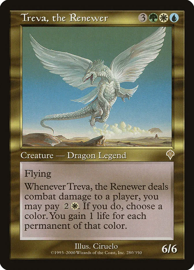 2000 Invasion Treva, the Renewer [Foil] rare #280 rare card image