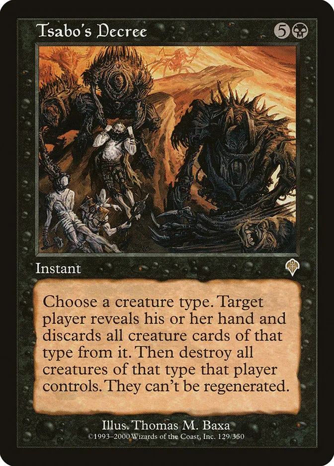 2000 Invasion Tsabo's Decree rare #129 rare card image