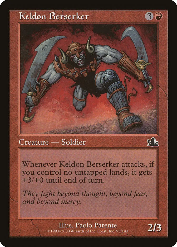 2000 Prophecy Keldon Berserker common #93 common card image