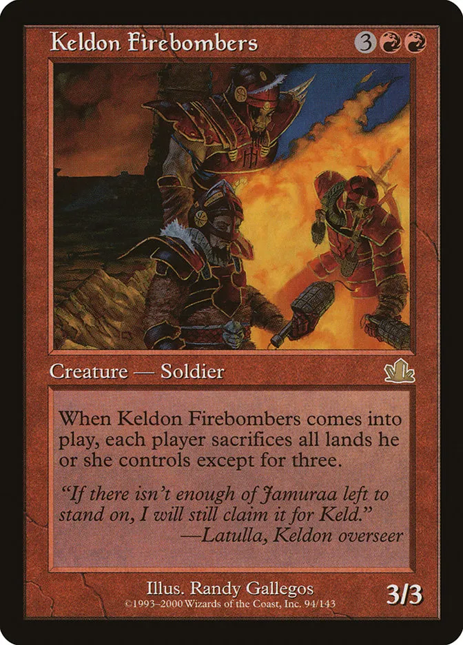 2000 Prophecy Keldon Firebombers rare #94 rare card image