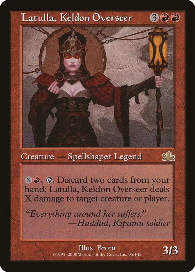 2000 Prophecy Latulla, Keldon Overseer rare #95 rare card image