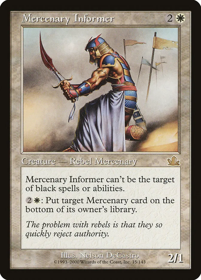 2000 Prophecy Mercenary Informer rare #15 rare card image