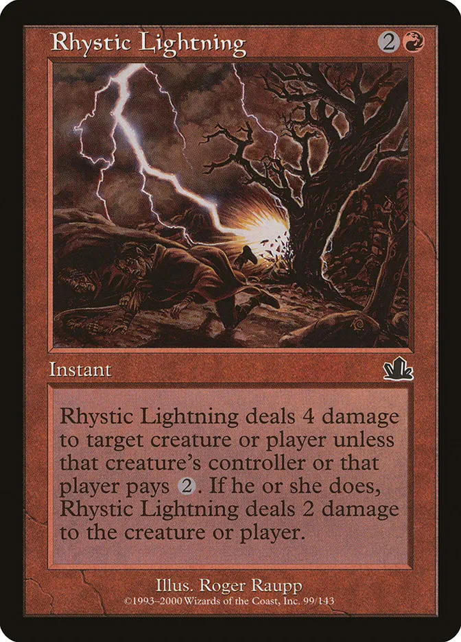 2000 Prophecy Rhystic Lightning common #99 common card image