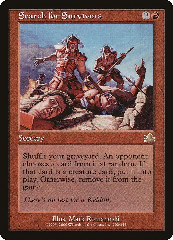 2000 Prophecy Search for Survivors rare #102 rare card image