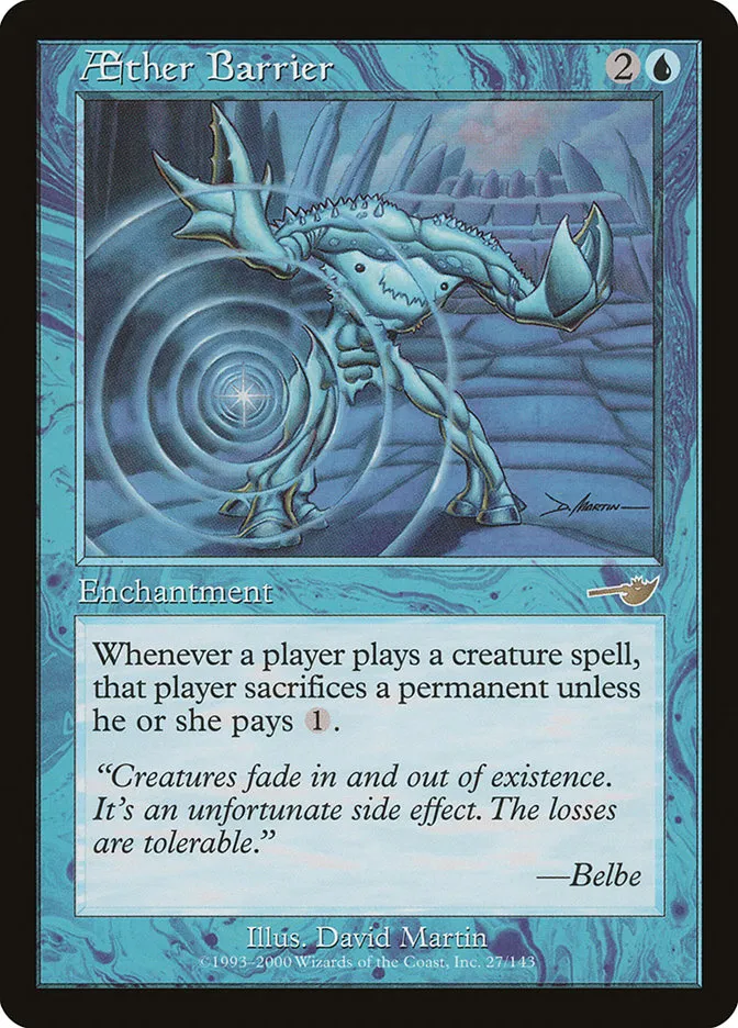 2000 Nemesis Aether Barrier rare #27 unlisted card image