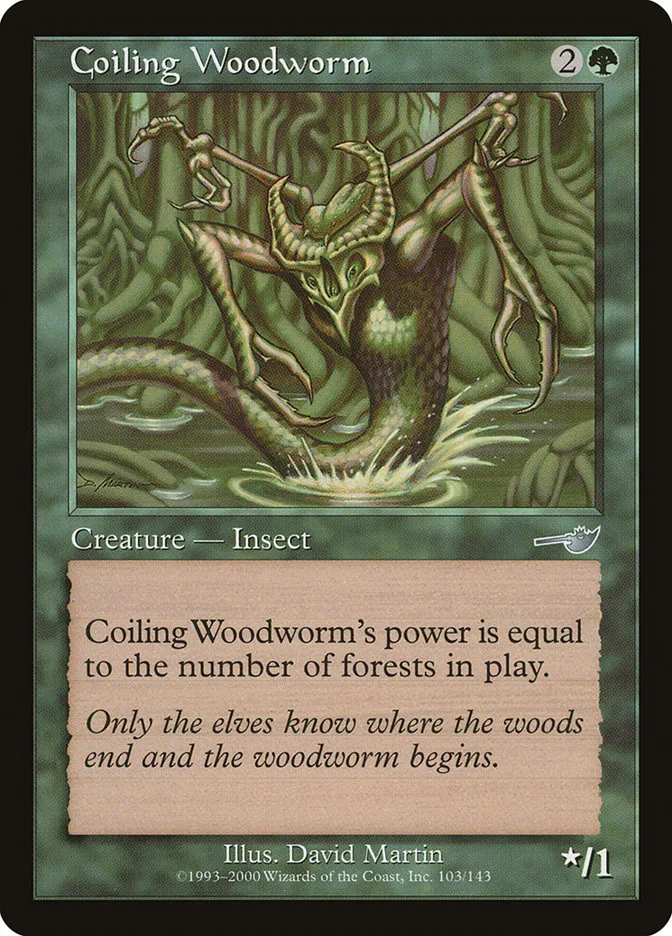2000 Nemesis Coiling Woodworm uncommon #103 unlisted card image