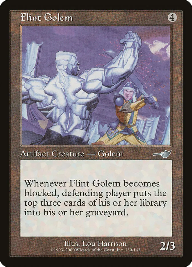 2000 Nemesis Flint Golem uncommon #130 unlisted card image