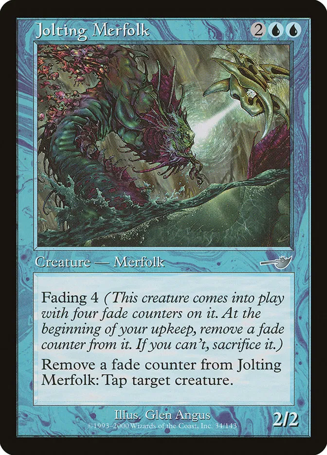 2000 Nemesis Jolting Merfolk uncommon #34 unlisted card image