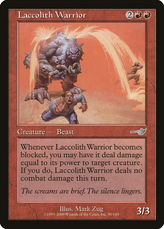 2000 Nemesis Laccolith Warrior uncommon #90 unlisted card image