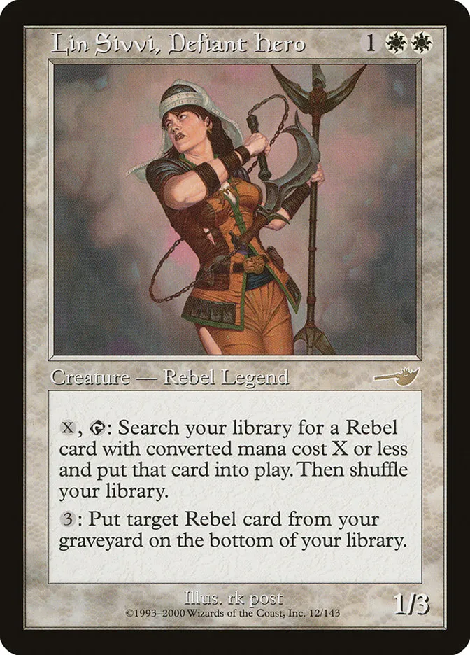 2000 Nemesis Lin Sivvi, Defiant Hero rare #12 unlisted card image
