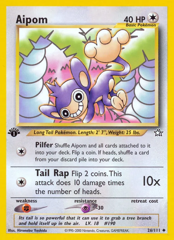 2000 Neo Genesis Aipom Uncommon #026/111 Uncommon card image