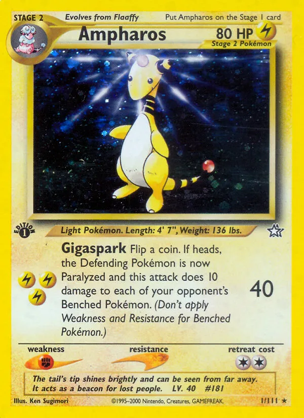 2000 Neo Genesis Ampharos Rare Holo #001/111 Rare Holo card image
