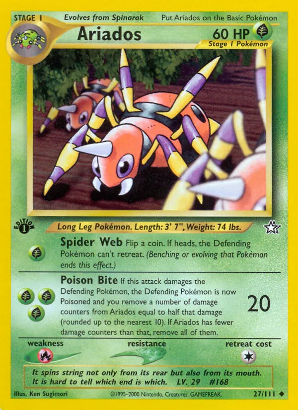 2000 Neo Genesis Ariados Uncommon #027/111 Uncommon card image