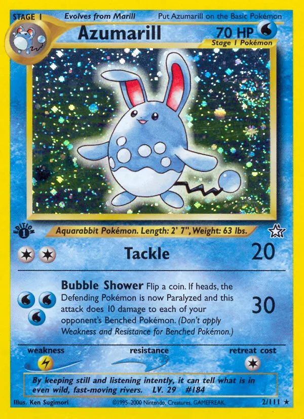 2000 Neo Genesis Azumarill Rare Holo #002/111 Rare Holo card image