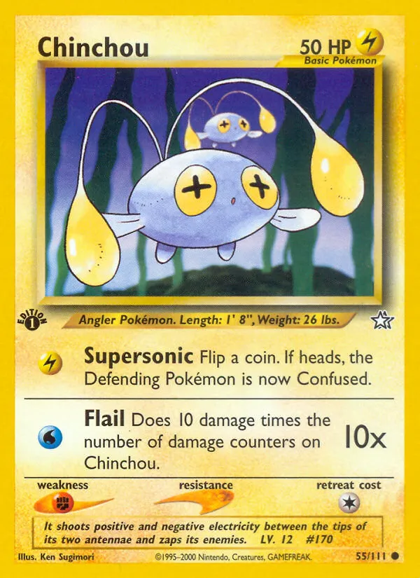 2000 Neo Genesis Chinchou Common #055/111 Common card image