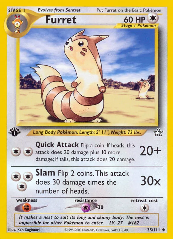 2000 Neo Genesis Furret Uncommon #035/111 Uncommon card image