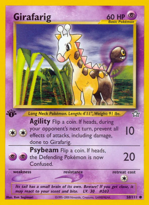 2000 Neo Genesis Girafarig Common #058/111 Common card image
