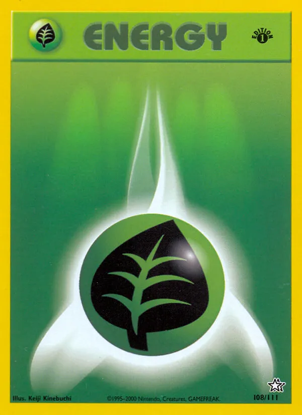 2000 Neo Genesis Grass Energy Common #108/111 Common card image