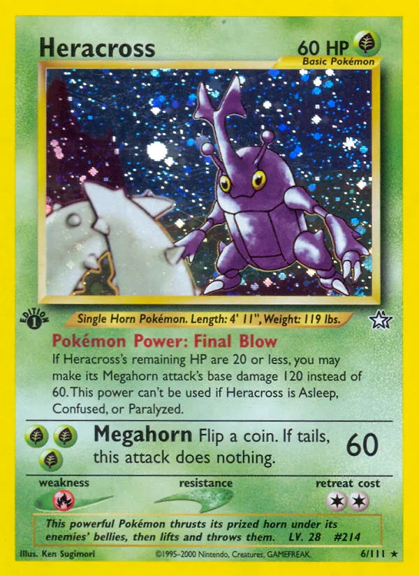 2000 Neo Genesis Heracross #006/111 Rare Holo card image
