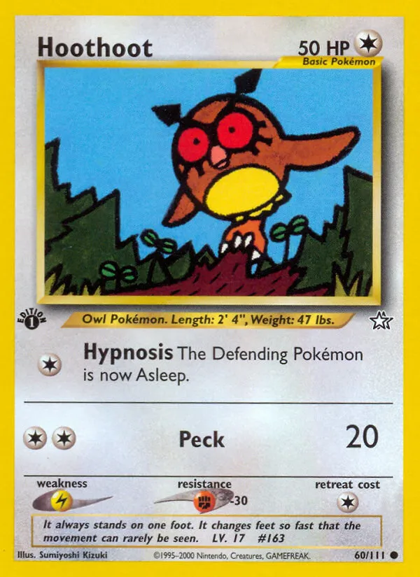 2000 Neo Genesis Hoothoot Common #060/111 Common card image