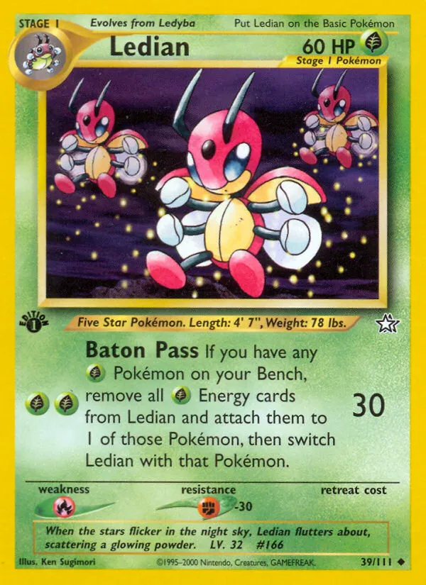 2000 Neo Genesis Ledian #039/111 Uncommon card image