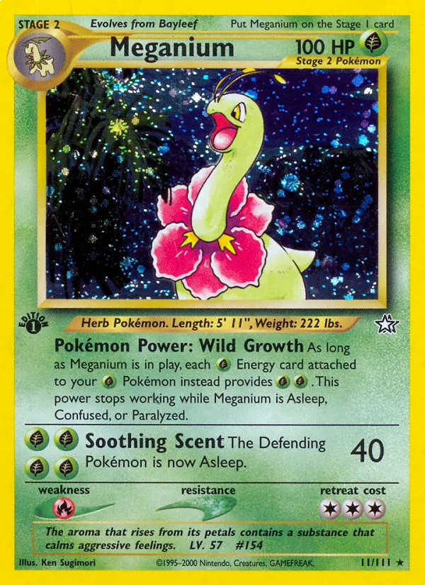 2000 Neo Genesis Meganium #011/111 Rare Holo card image