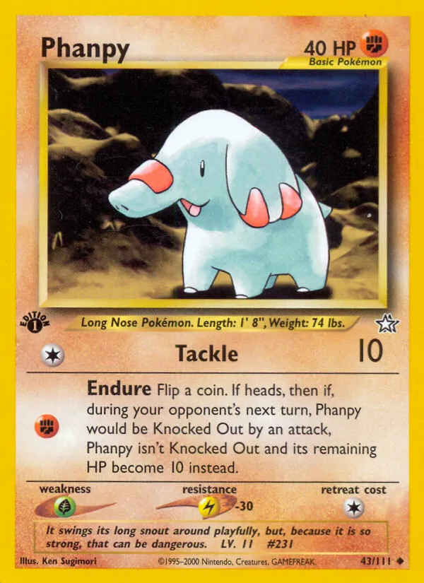 2000 Neo Genesis Phanpy Uncommon #043/111 Uncommon card image