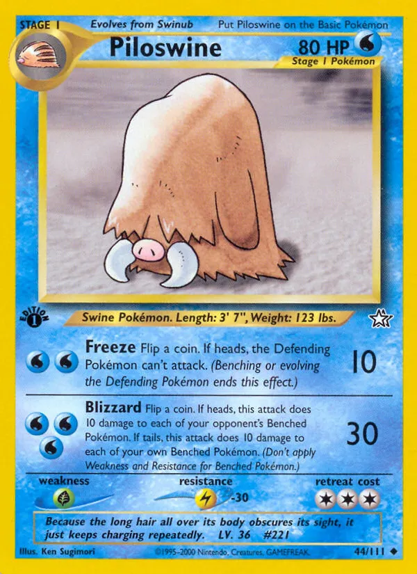 2000 Neo Genesis Piloswine Uncommon #044/111 Uncommon card image