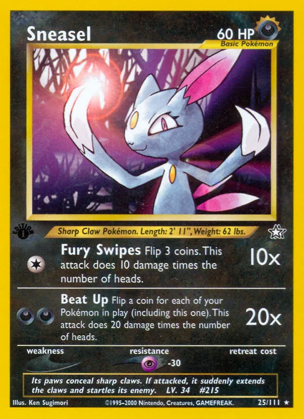2000 Neo Genesis Sneasel Rare #025/111 Rare card image