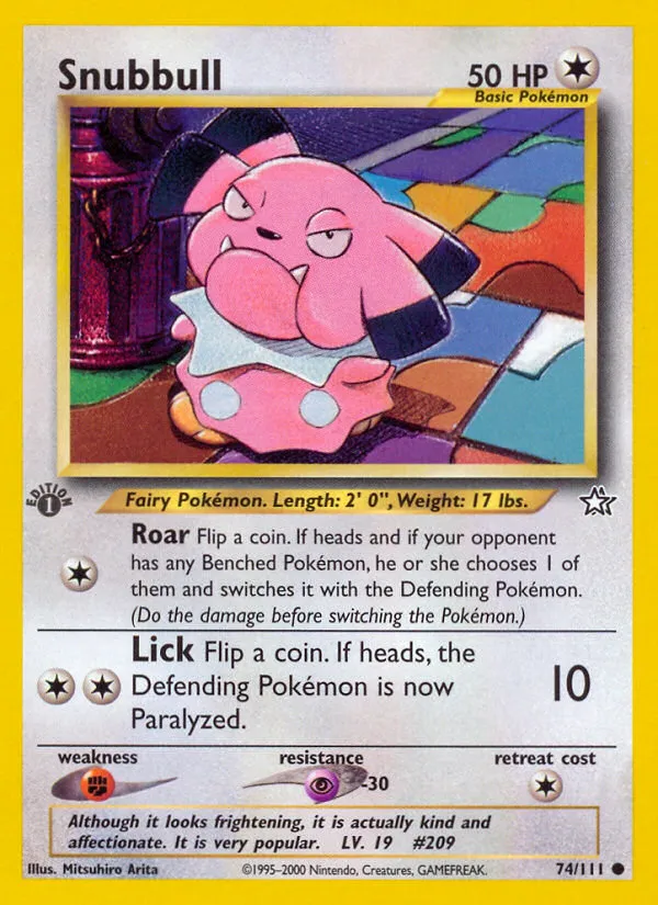 2000 Neo Genesis Snubbull #074/111 Common card image