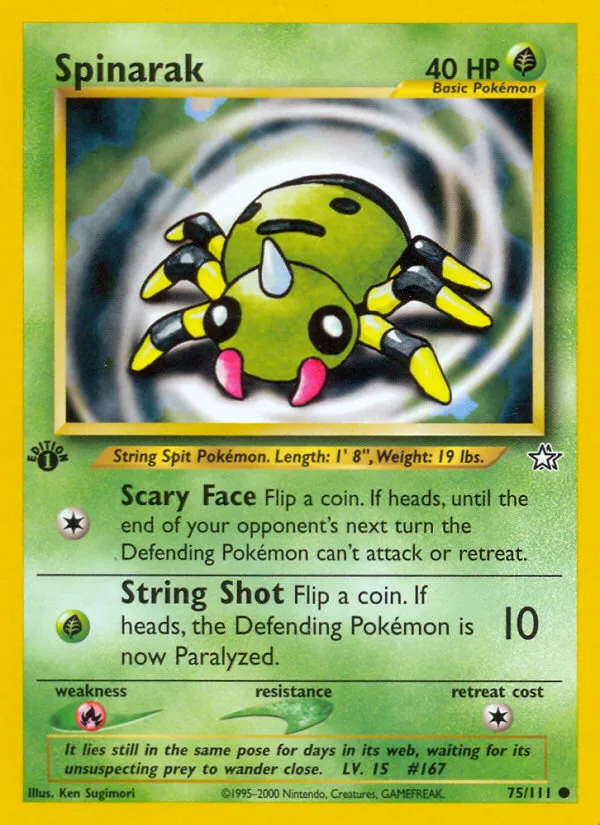 2000 Neo Genesis Spinarak Common #075/111 Common card image
