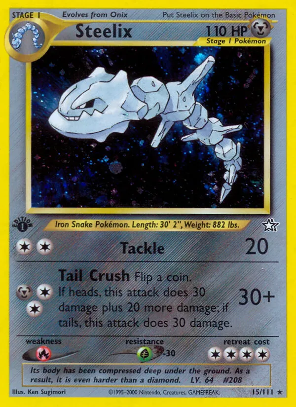 2000 Neo Genesis Steelix #015/111 Rare Holo card image
