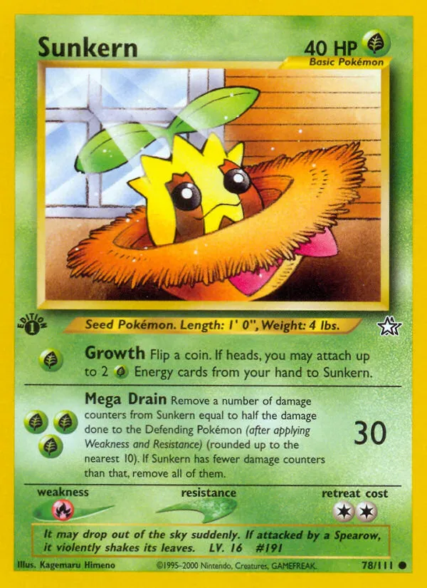 2000 Neo Genesis Sunkern Common #078/111 Common card image