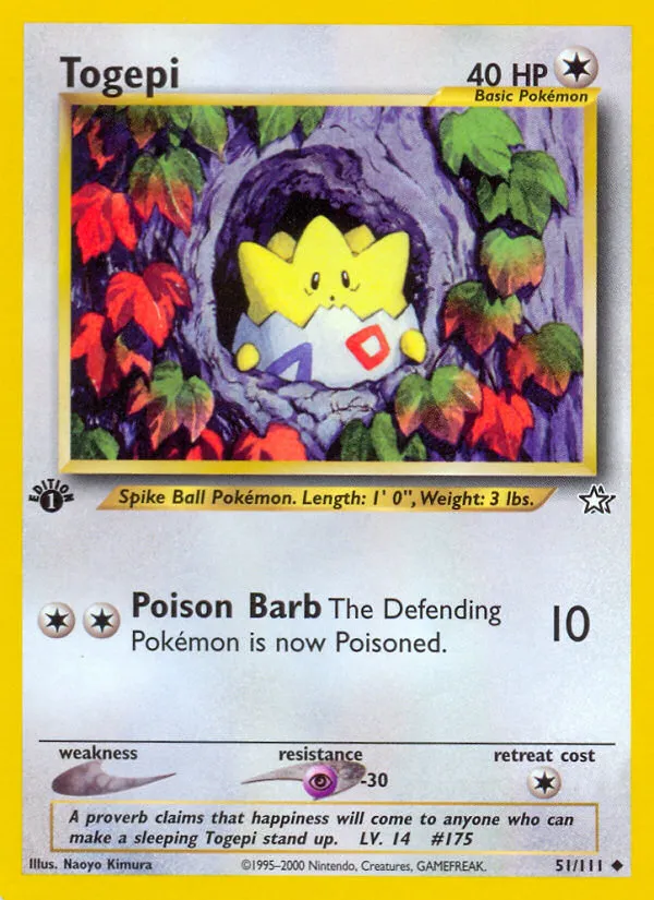 2000 Neo Genesis Togepi Uncommon #051/111 Uncommon card image