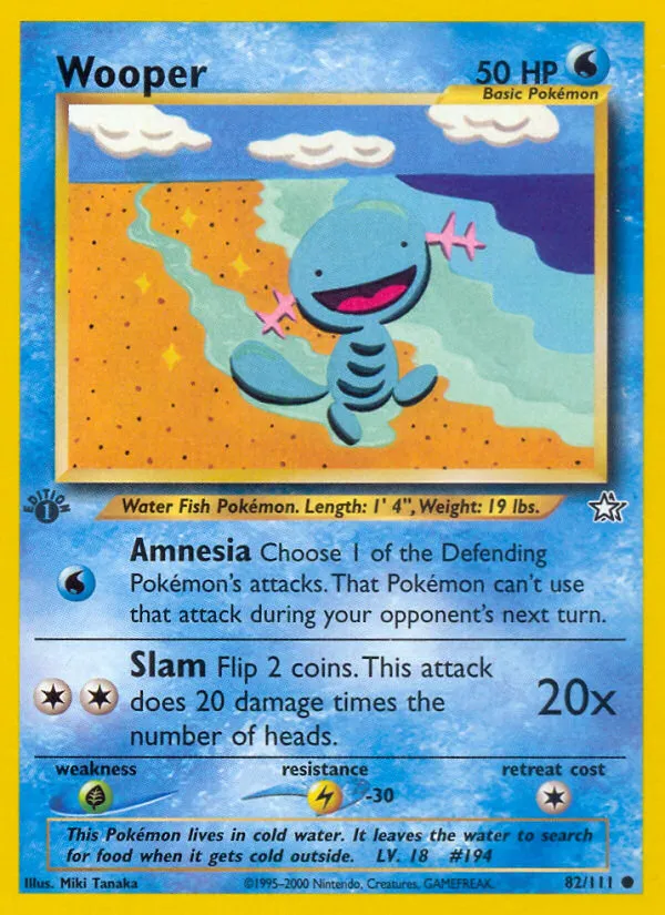 2000 Neo Genesis Wooper Common #082/111 Common card image