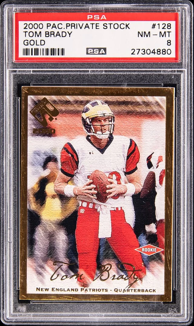 2000 Pacific Private Stock Gold Tom Brady #128 card image
